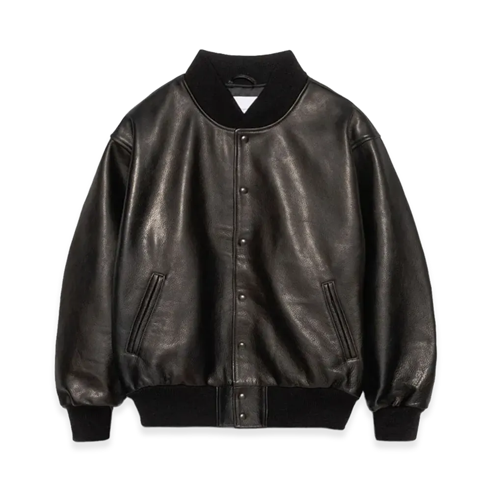 nanamica x GB Sport Leather Varsity Jacket "Black"