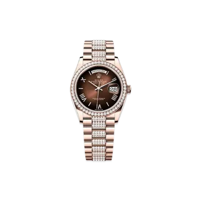 ROLEX Day-Date 36mm Everose Gold Diamond 128345RBR "Brown Ombre"