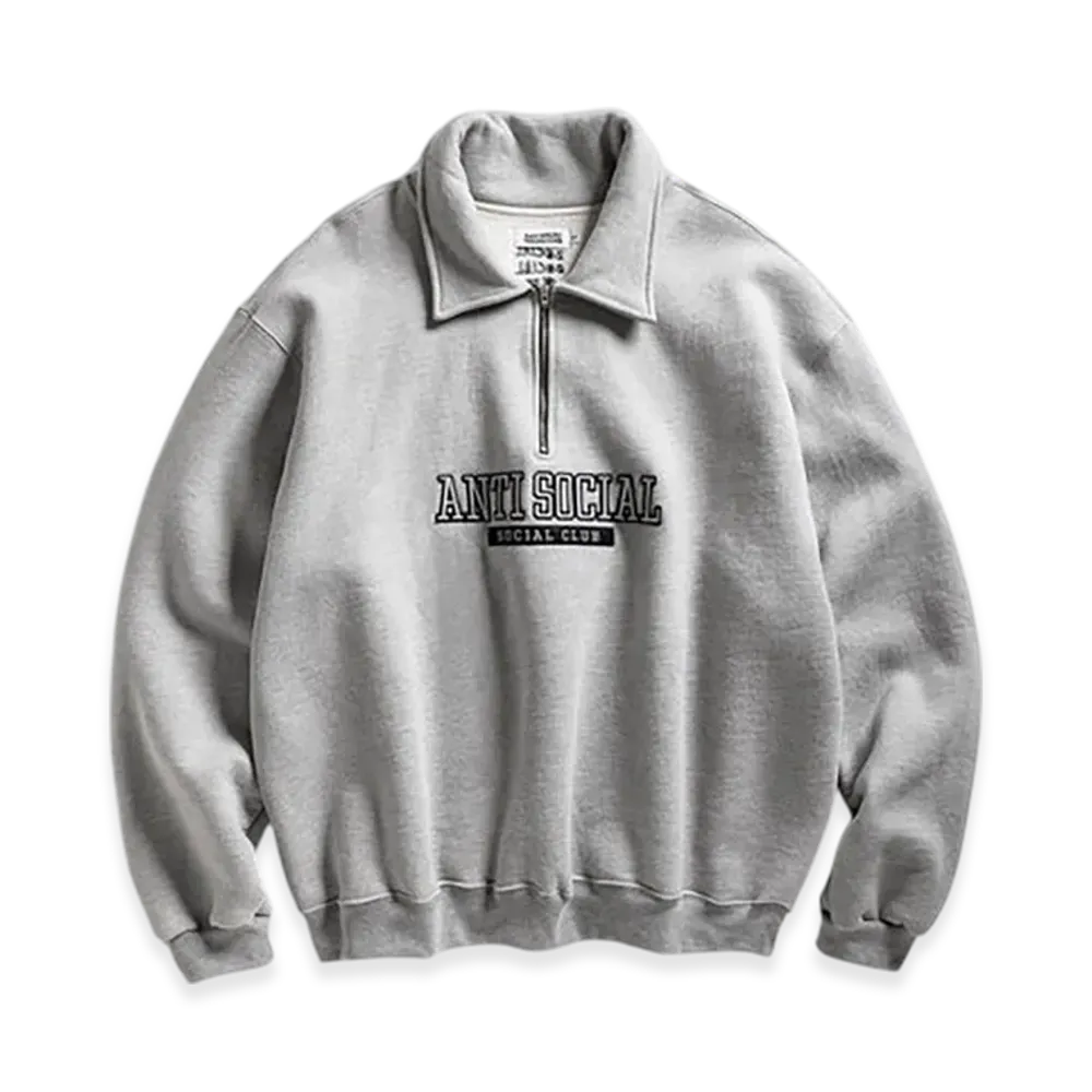 ANTI SOCIAL SOCIAL CLUB Felt The Same Applique Quarter-Zip "Gray"