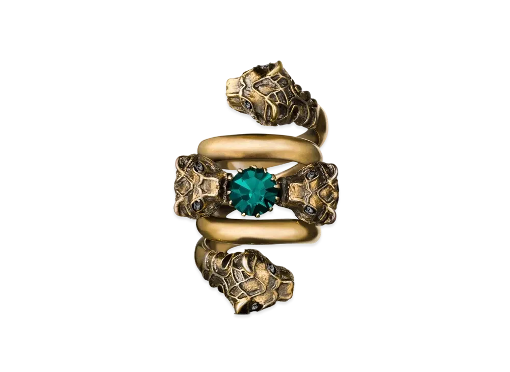 GUCCI Tiger Head Decorative Double Wrap Design Ring