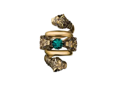 GUCCI Tiger Head Decorative Double Wrap Design Ring