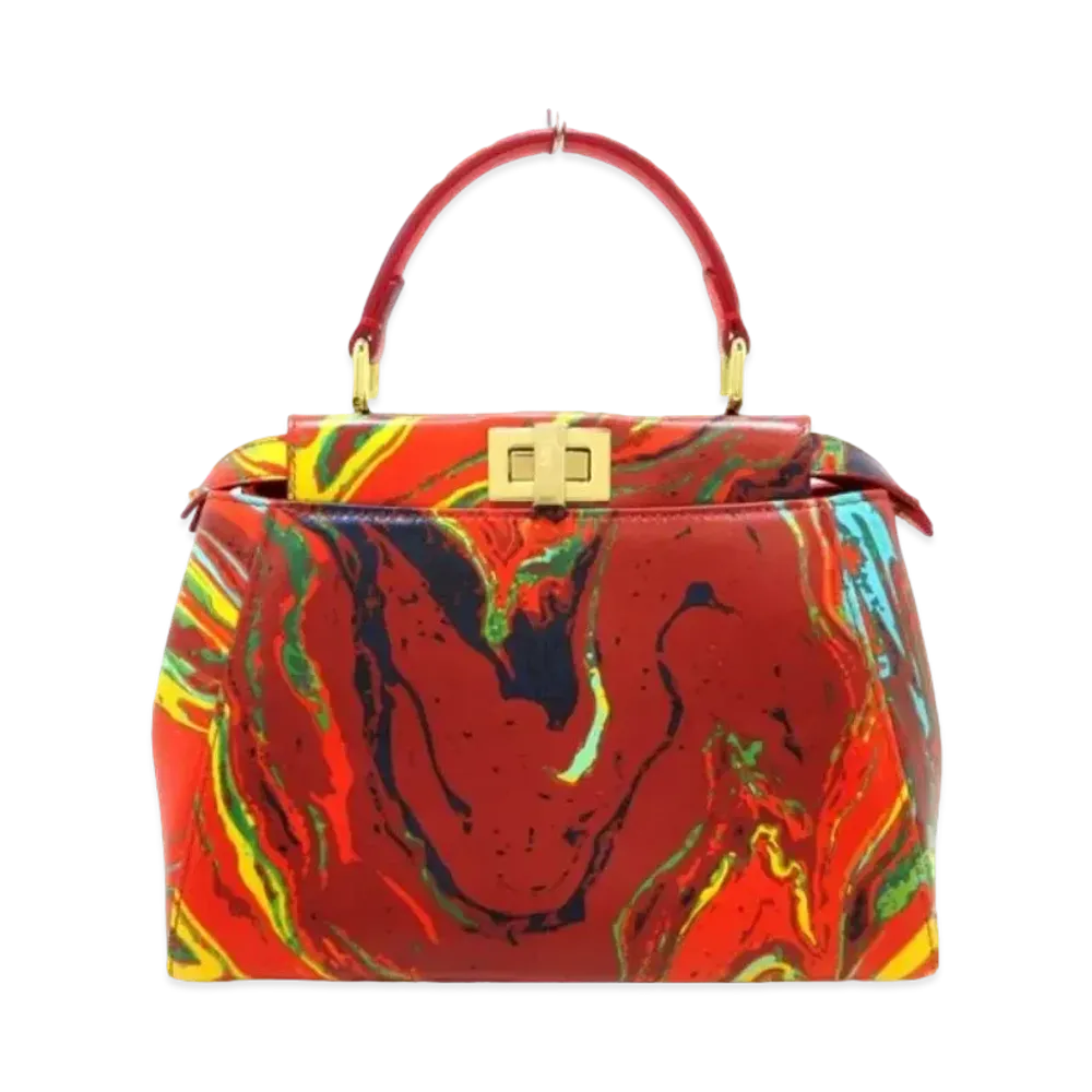 FENDI Peekaboo Iconix Mall Handbag "Red"