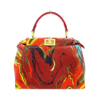 FENDI Peekaboo Iconix Mall Handbag "Red"