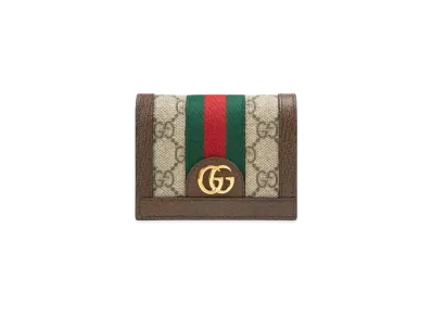 GUCCI GG Supreme Ophidia GG Card Case Wallet "Beige/Ebony"