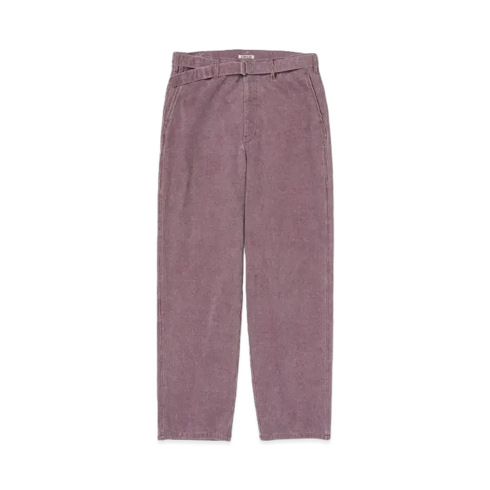 AURALEE Washed Organic Canvas Belted Pants "Purple"