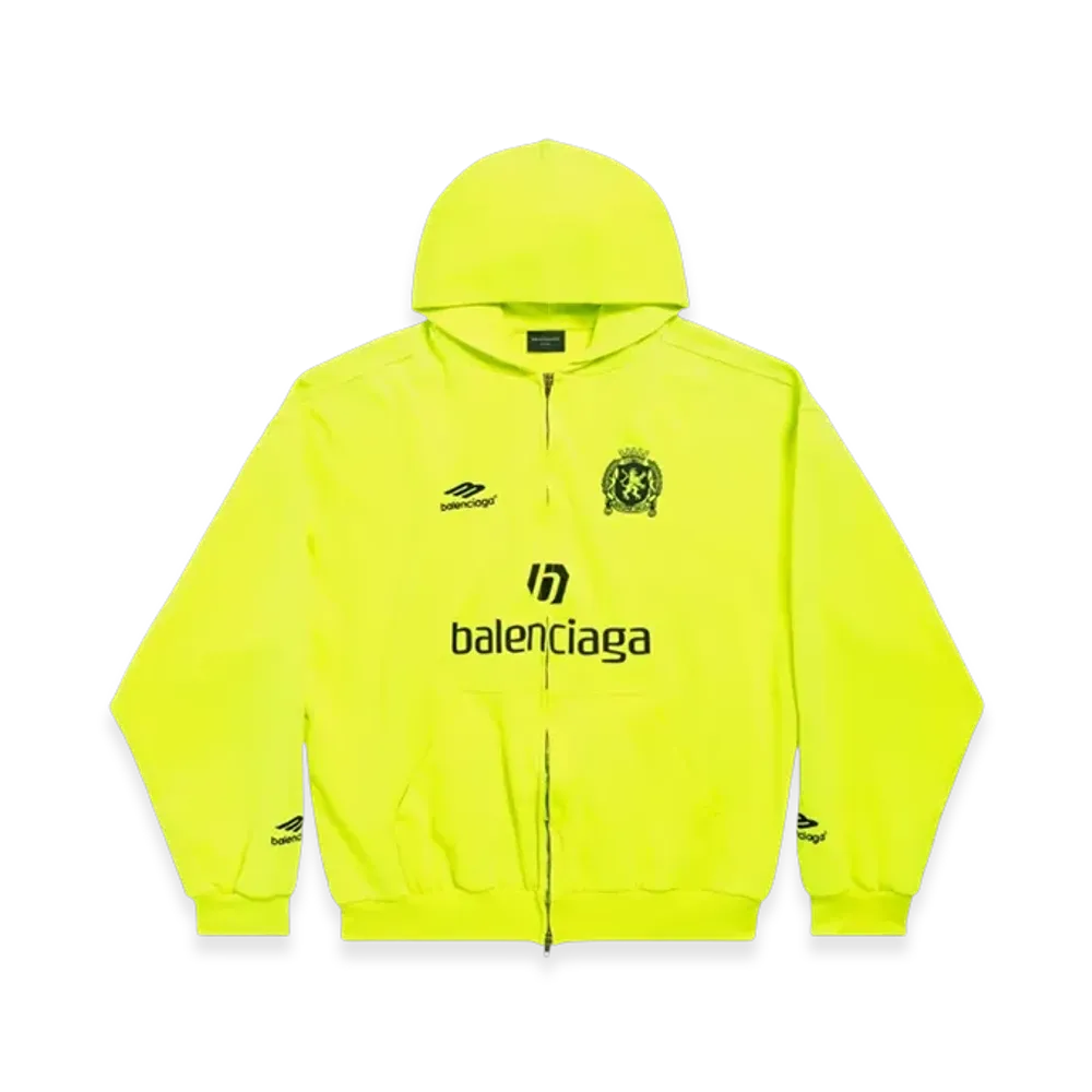 BALENCIAGA Soccer Series Paris Soccer Medium Fit Zip-Up Hoodie "Fluo Yellow"