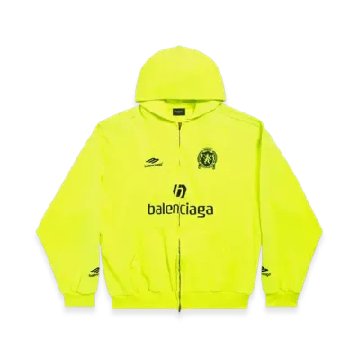 BALENCIAGA Soccer Series Paris Soccer Medium Fit Zip-Up Hoodie "Fluo Yellow"