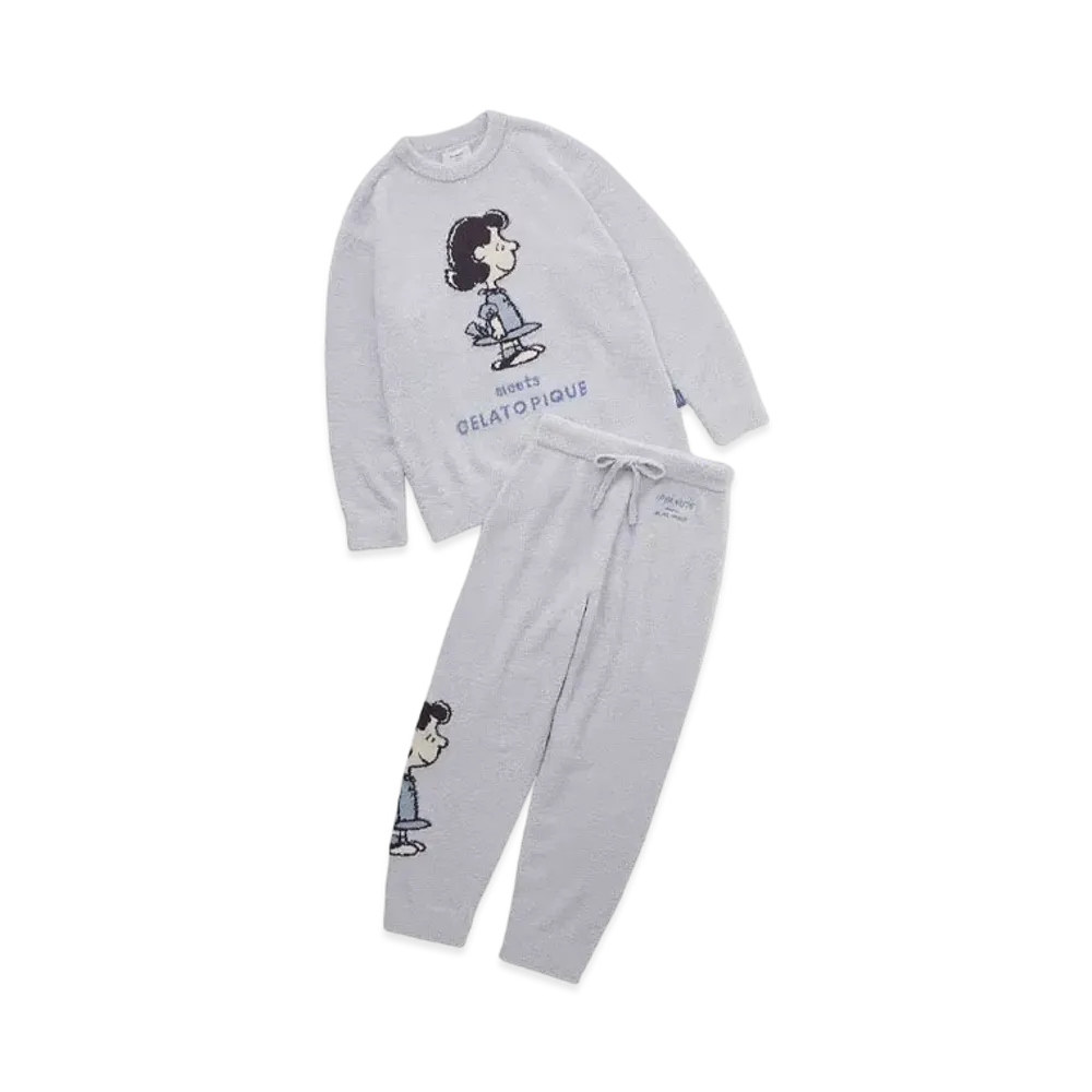 GELATO PIQUE x PEANUTS Baby Moko Jacquard Pullover & Long Pants Set "Blue"
