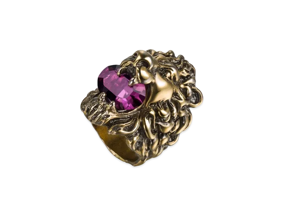 GUCCI Lion Head Ring with Swarovski Rhinestones "Gold"