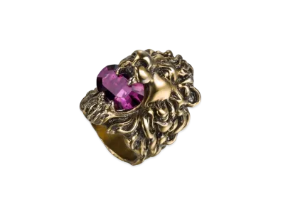 GUCCI Lion Head Ring with Swarovski Rhinestones "Gold"