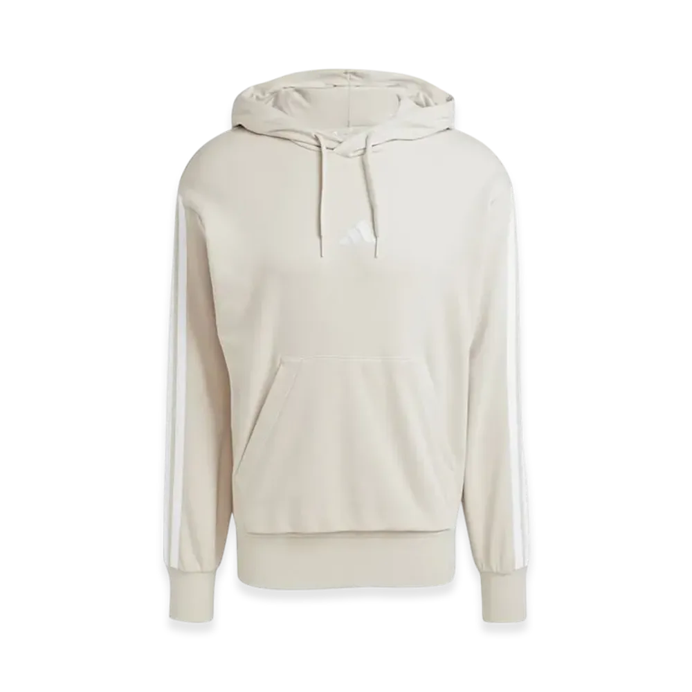 adidas Essentials Three Stripes French Terry Hoodie "Beige/White"