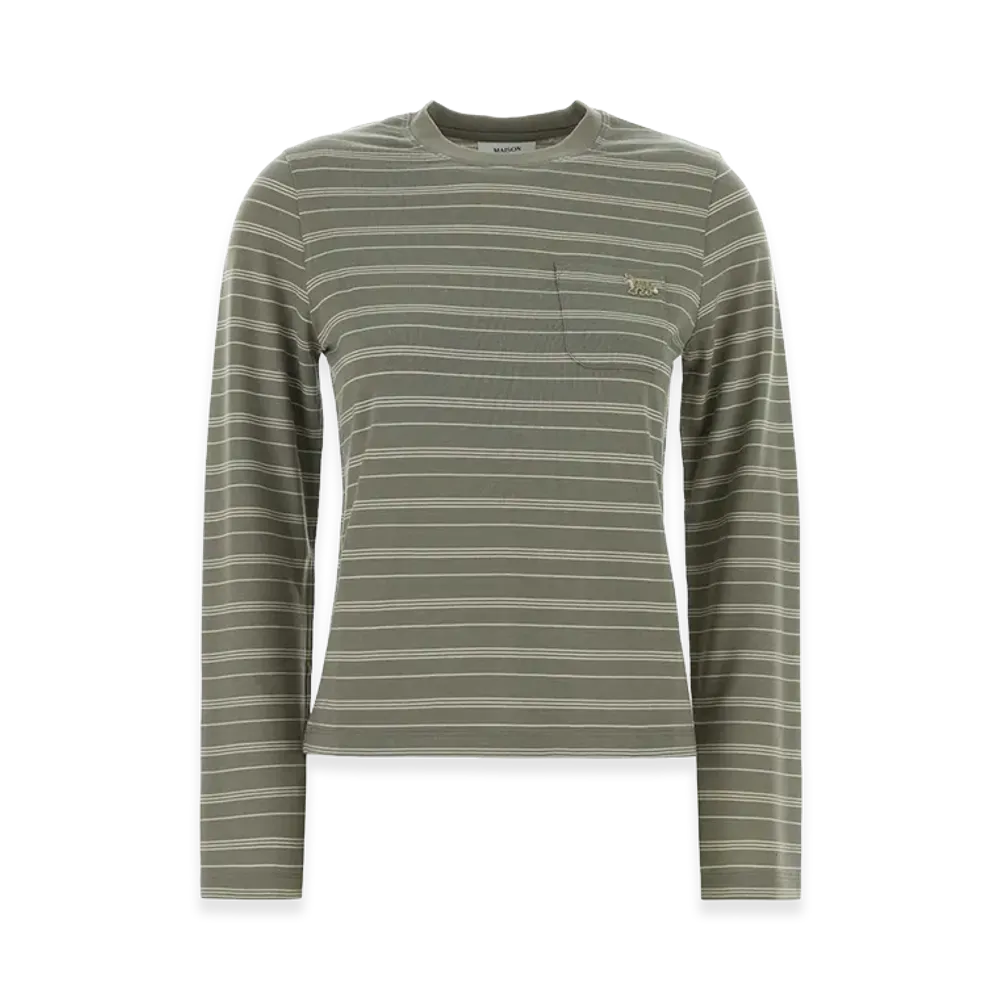 Maison Kitsune Women's Embroidered Lyocell T-Shirt "Stripped"