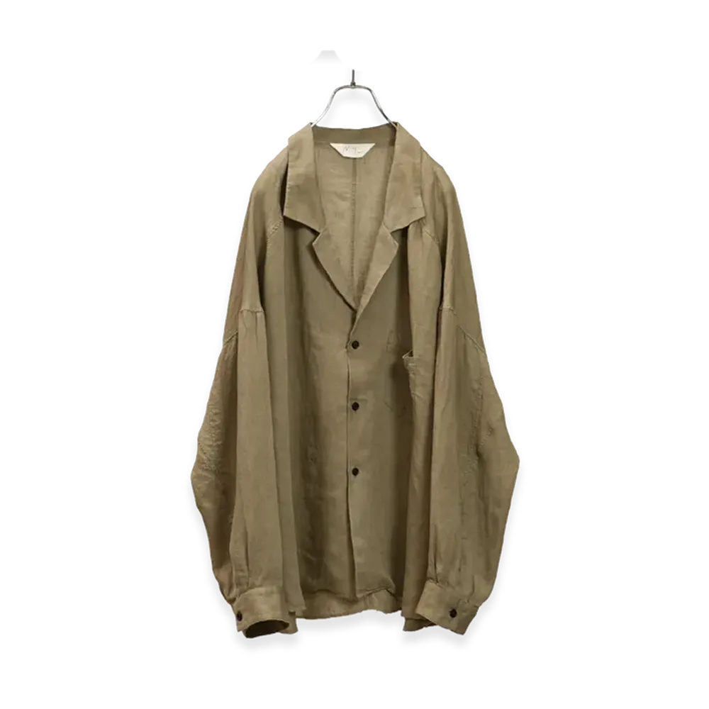 ANCELLM 100/S Linen Tailored Shirt "Khaki Beige"