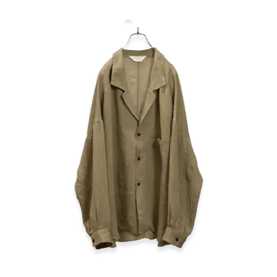 ANCELLM 100/S Linen Tailored Shirt "Khaki Beige"