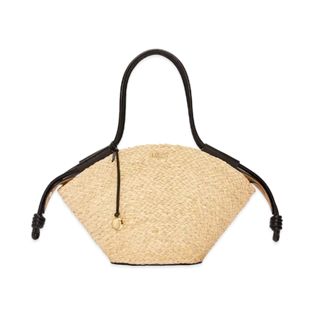 LOEWE Small Paseo Basket in Raffia and Nappa Calfskin "Natural/Black"