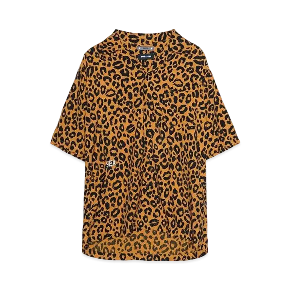 WIND AND SEA x MINEDENIM Lips Leopard Print Open Collar SH "BRT"
