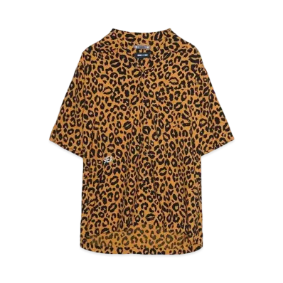 WIND AND SEA x MINEDENIM Lips Leopard Print Open Collar SH "BRT"