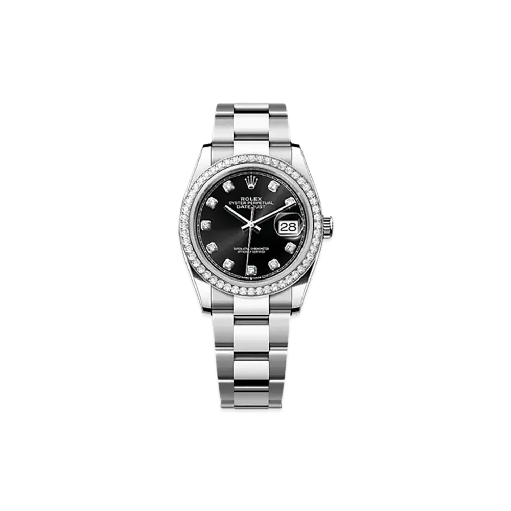 ROLEX Datejust 36 Oystersteel & White Gold Diamonds "Black"
