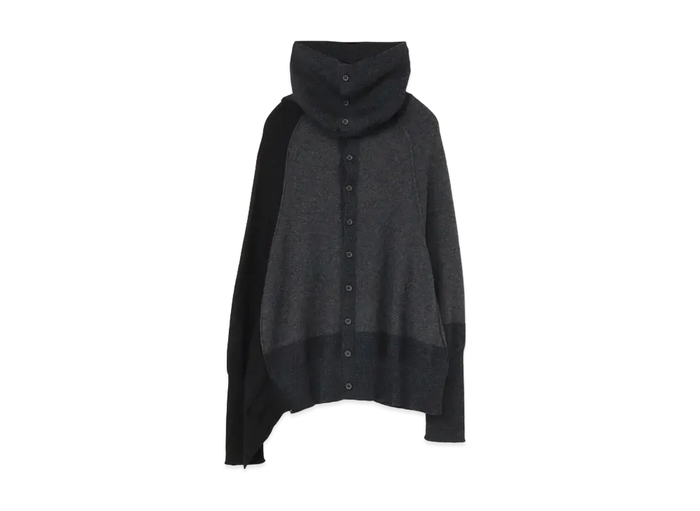 Yohji Yamamoto Y's PLAIN STITCH BACKSIDE SIDE DRAPE CARDIGAN "Charcoal"