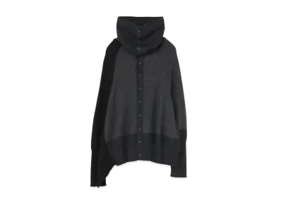 Yohji Yamamoto Y's PLAIN STITCH BACKSIDE SIDE DRAPE CARDIGAN "Charcoal"