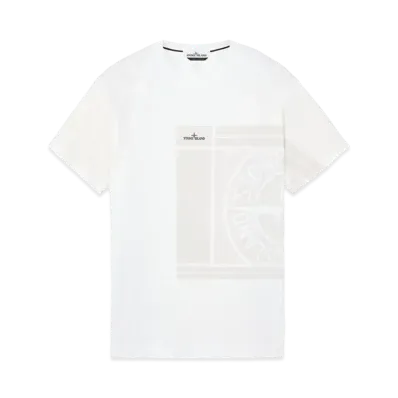 Stone Island 2NS81 COTTON JERSEY, 'MOSAIC FOUR' PRINT, GARMENT DYED_SLIM FIT "White"