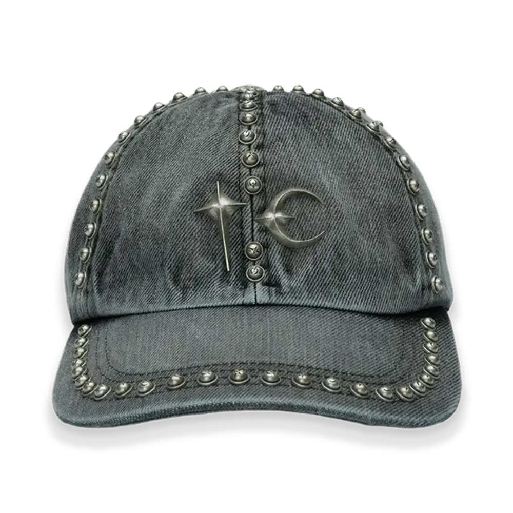 THUG CLUB Studded Denim Cap "Black"
