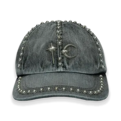 THUG CLUB Studded Denim Cap "Black"