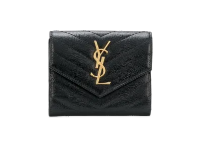 Saint Laurent Women's "Cassandre" Trifold Wallet "Black"