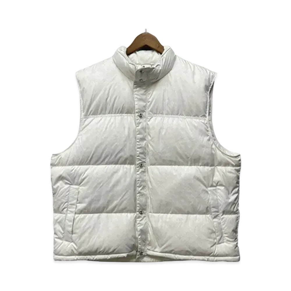 Chrome Hearts CH Plus Pattern Nylon Stiff Down Vest Dagger Zip Cross Ball Button "White"