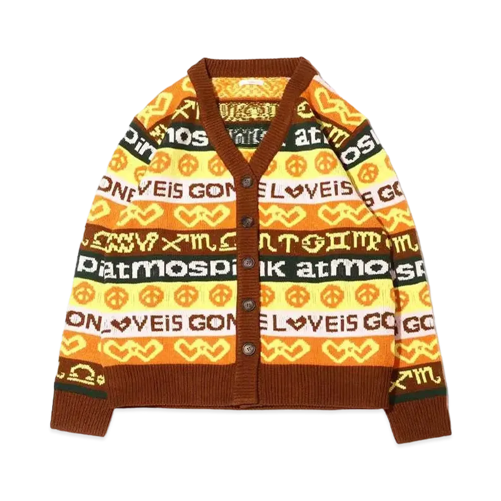 atmos pink Tegakifuu Jacquard Knit Cardigan "Brown"