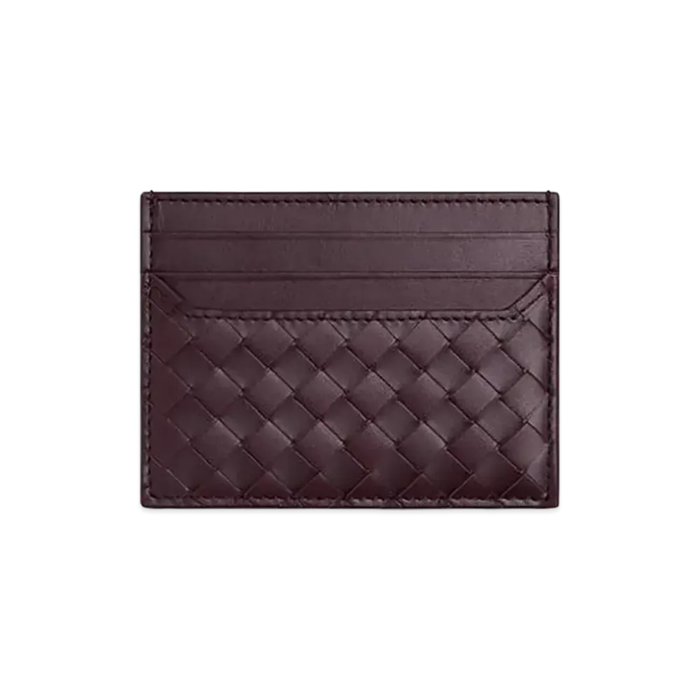 Bottega Veneta Intrecciato Piccolo Card Case "Dark Barolo"