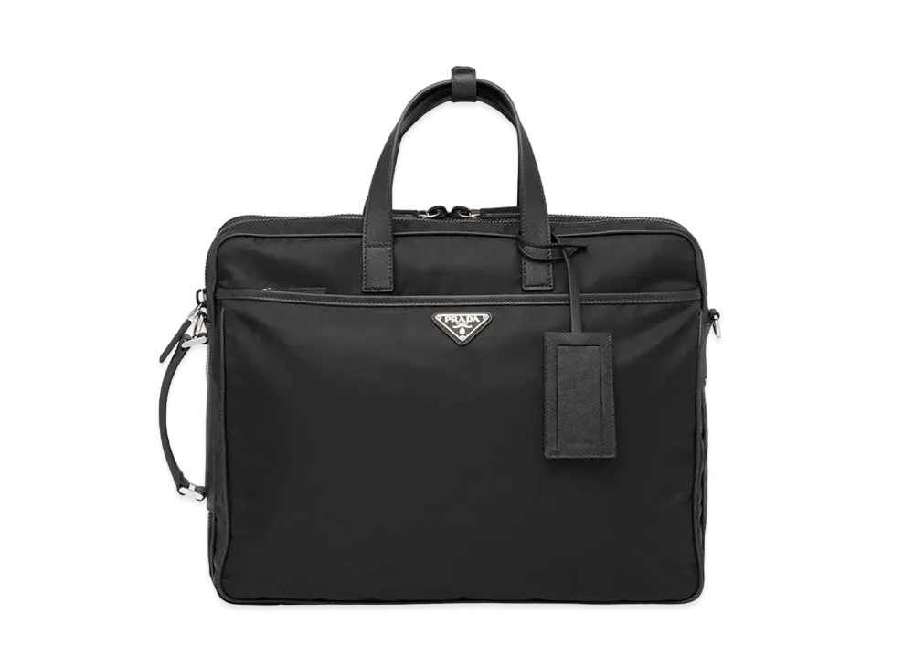 PRADA Re-Nylon And Saffiano Leather Briefcase "Black"