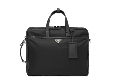 PRADA Re-Nylon And Saffiano Leather Briefcase "Black"