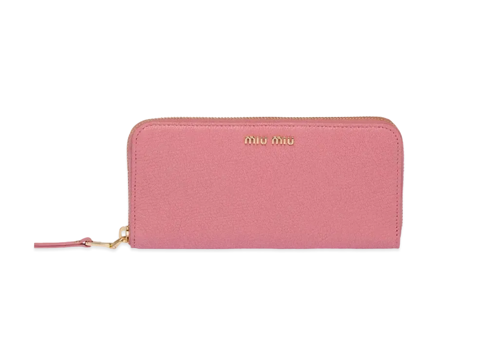 MIU MIU Madras Leather Wallet "Pink/Red"