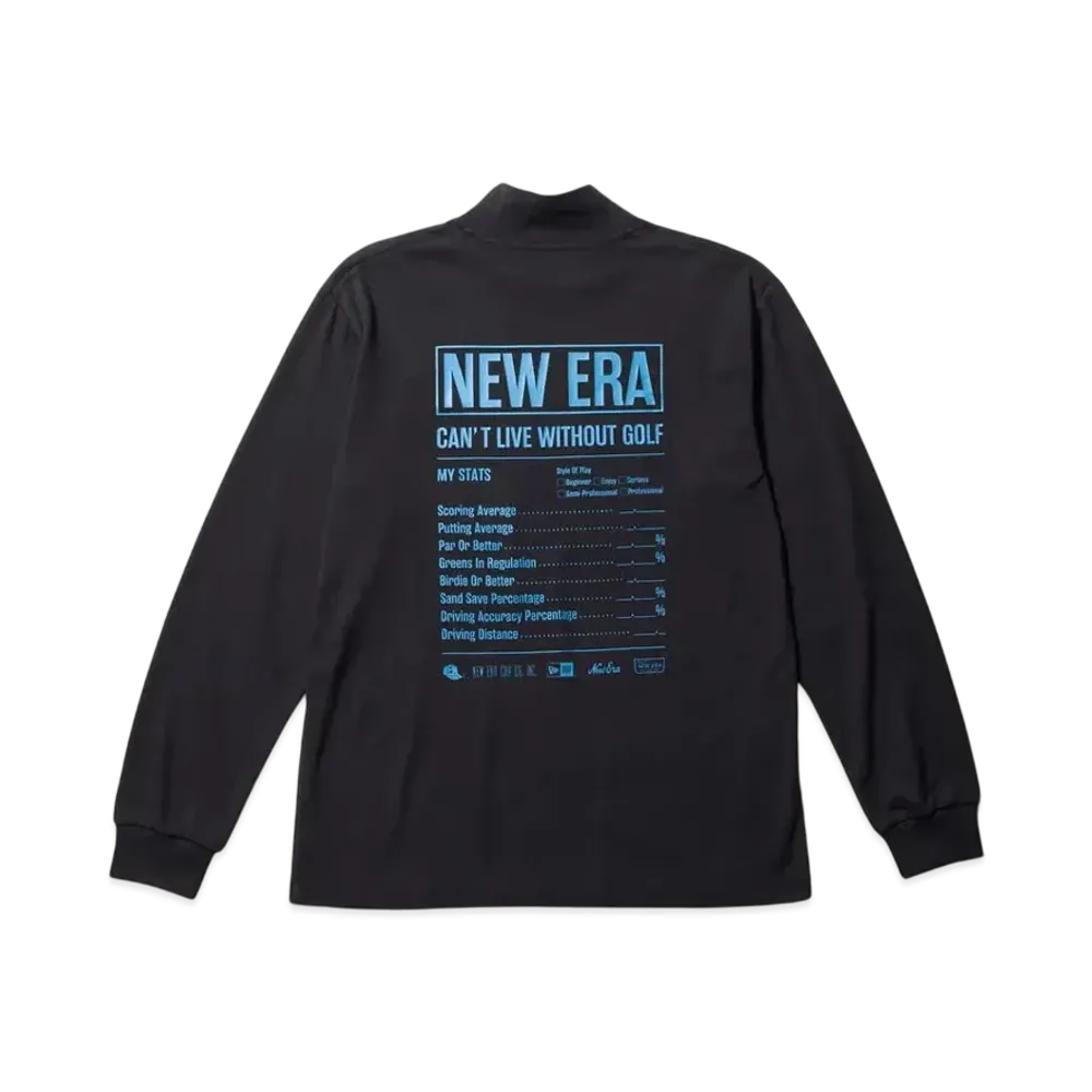 NEW ERA Golf High Collar Long Sleeve Performance T-Shirt Stats "Black"