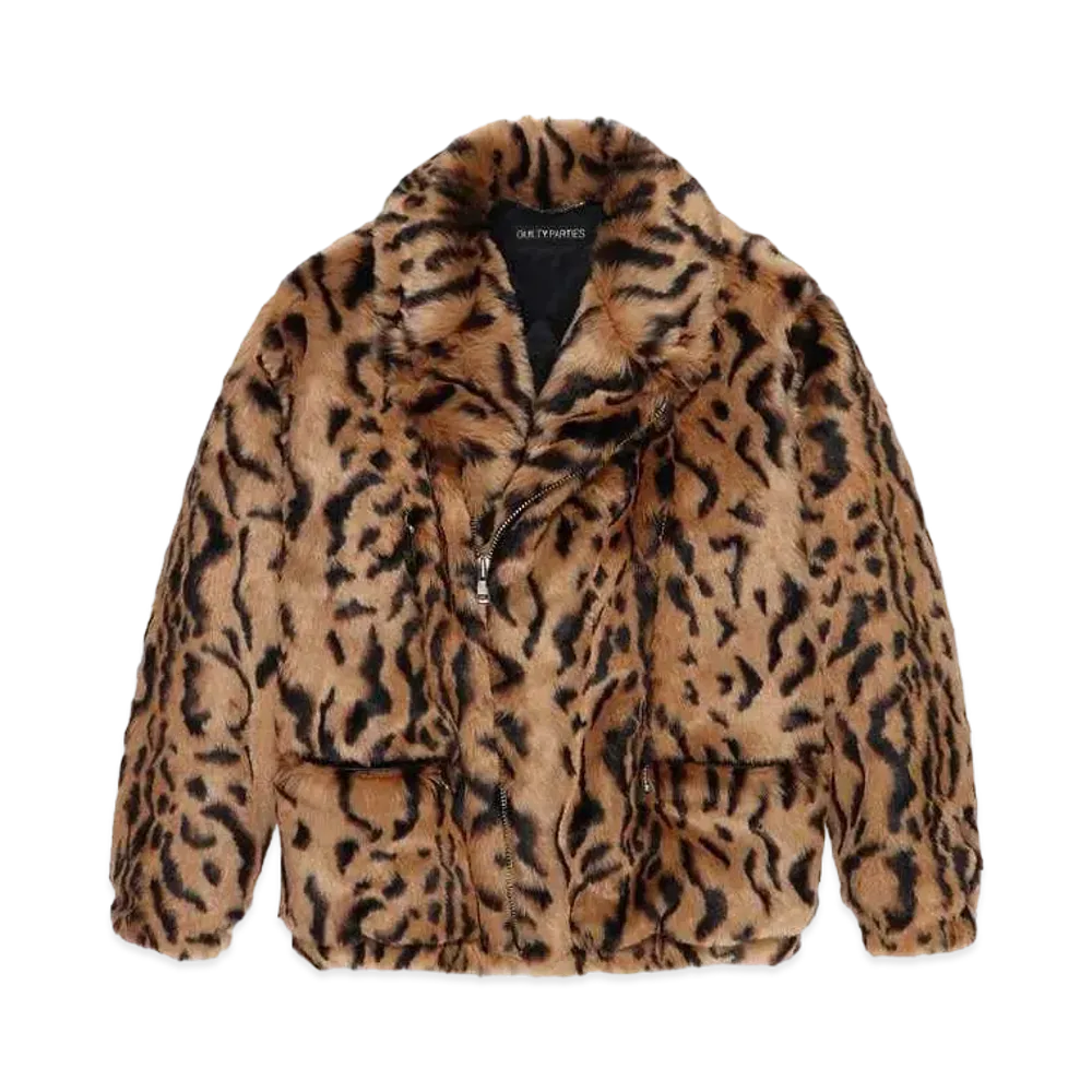 WACKO MARIA Leopard Fur Double Riders Jacket "Brown"