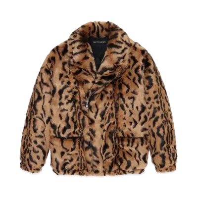WACKO MARIA Leopard Fur Double Riders Jacket "Brown"