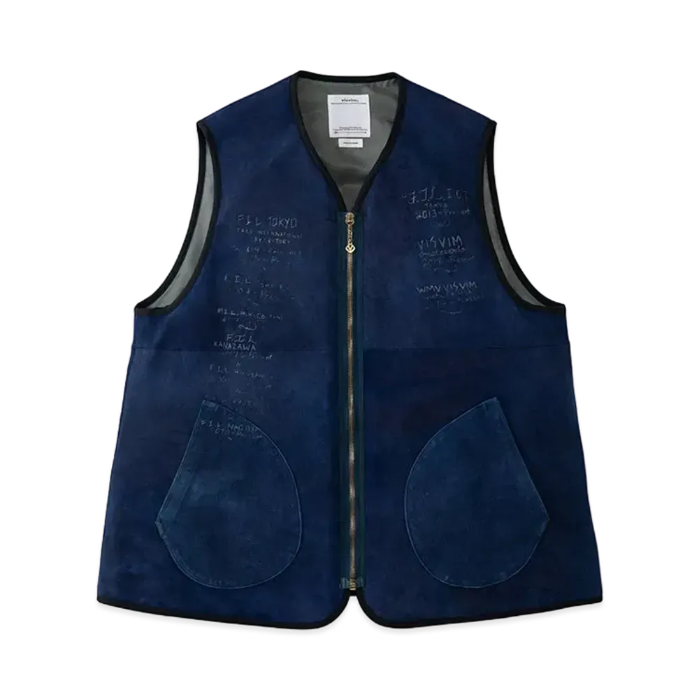 visvim TANA DEERSKIN DOWN VEST (N.D.) "Indigo"