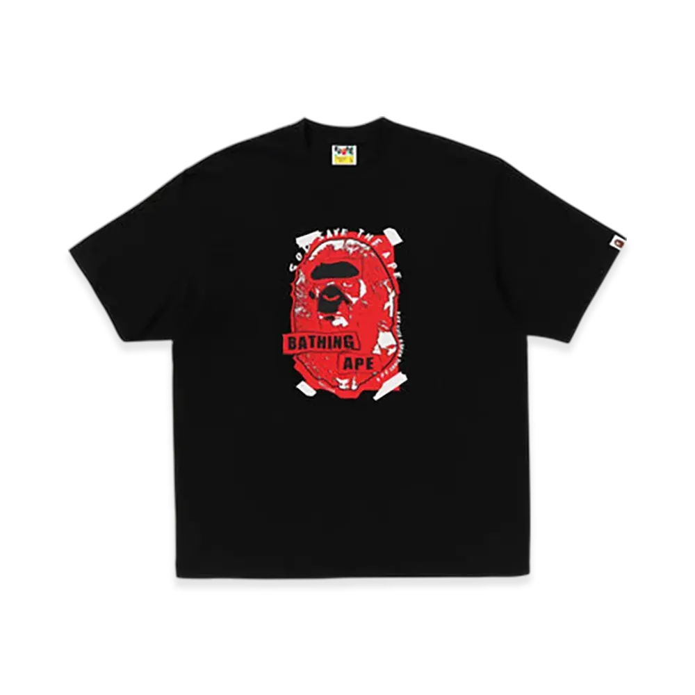 A BATHING APE Graffiti Ape Head Relaxed Fit Tee "Black"