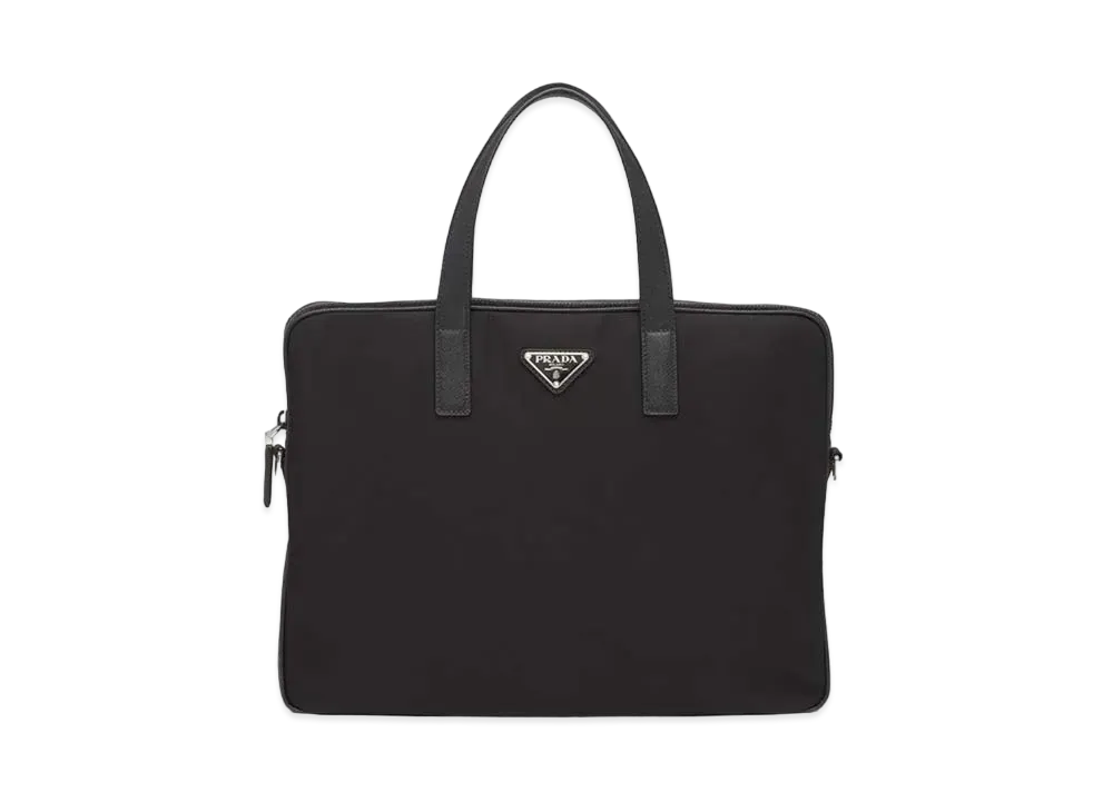 PRADA Re-Nylon And Saffiano Leather Briefcase "Black"