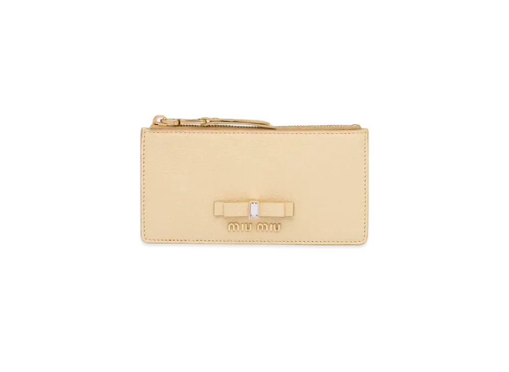 MIU MIU Madras Leather Card Case "Cream White"
