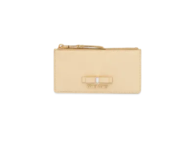 MIU MIU Madras Leather Card Case "Cream White"