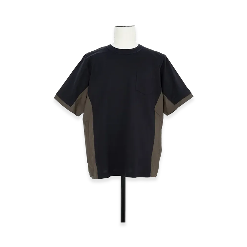 sacai Cotton Typewriter Cotton Jersey T-Shirt "Navy/Taupe"