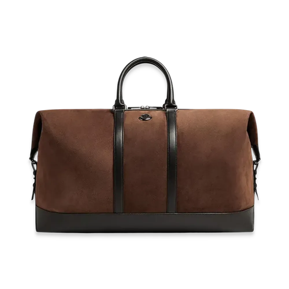 MONCLER Tech Suede Leather-Trimmed Duffle Bag "Brown"