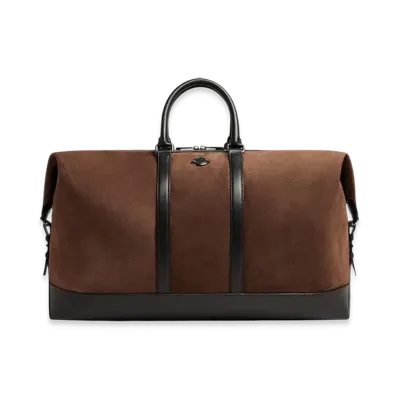 MONCLER Tech Suede Leather-Trimmed Duffle Bag "Brown"
