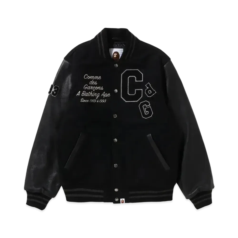 A BATHING APE x Comme des Garçons Osaka Varsity Jacket "Black"