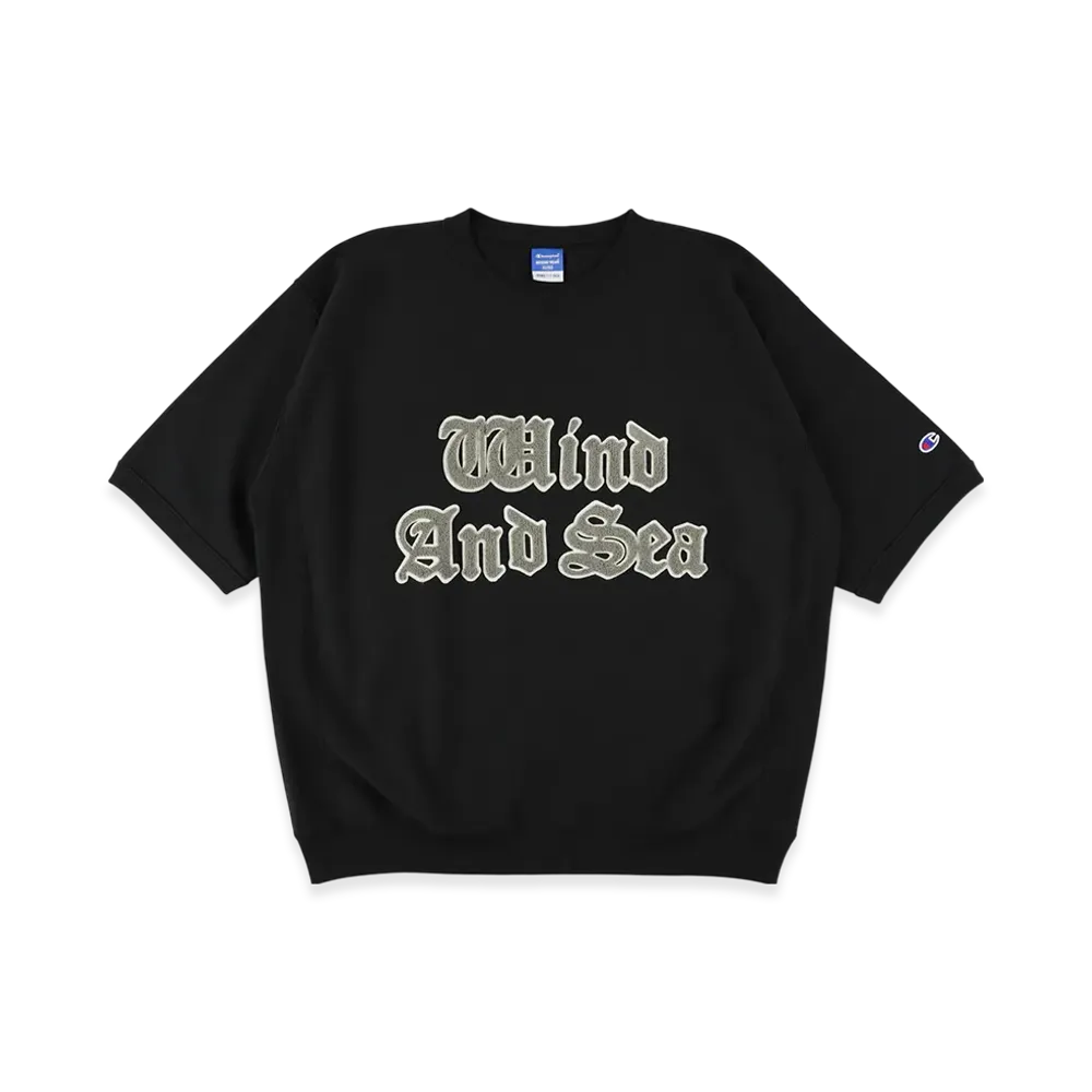 WIND AND SEA x Champion Reverse Weave Chenille Tee "MidnightBlack"