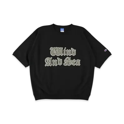 WIND AND SEA x Champion Reverse Weave Chenille Tee "MidnightBlack"