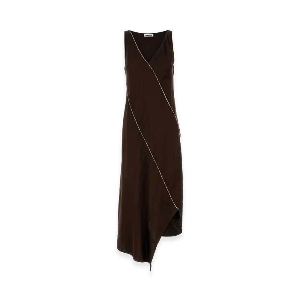Jil Sander Women's Chocolate Satin Dress "Brown"