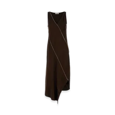 Jil Sander Women's Chocolate Satin Dress "Brown"